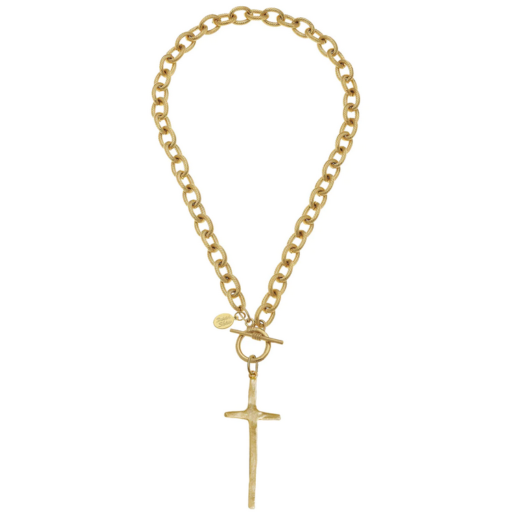 Tall Cross Toggle Necklace-Blue Hand Home