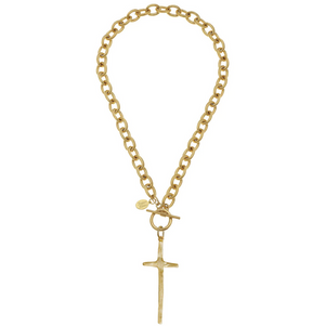 Tall Cross Toggle Necklace-Blue Hand Home