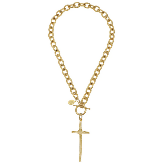 Tall Cross Toggle Necklace-Blue Hand Home