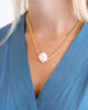 Handcast Gold Dainty Chain and Genuine Freshwater Pearl Cluster Necklace-Blue Hand Home