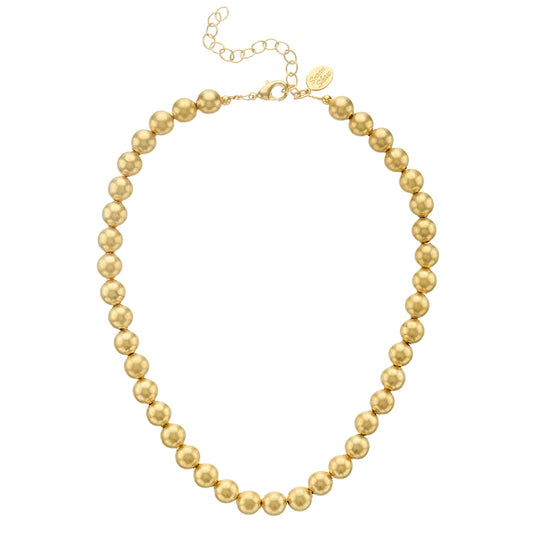 Gold 10MM Bead 15" necklace-Blue Hand Home