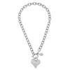 Handcast Silver Heart Front-Toggle Necklace-Blue Hand Home