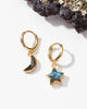 Sky Gazing Mismatched Hoop Earrings- Labradorite-Blue Hand Home