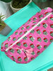 Quilted Makeup Bags | Cosmetics Toiletry Bag | Pink Floral-Blue Hand Home