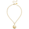 Gold Tobacco Leaf Paperclip Necklace-Blue Hand Home