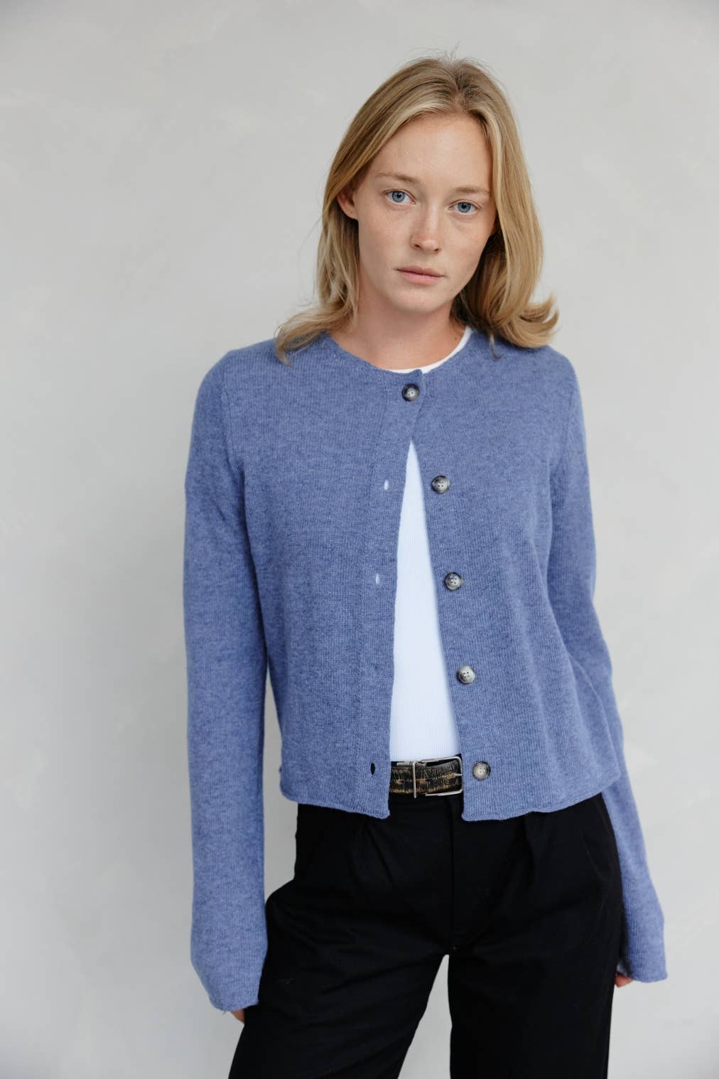 The Molly Cardigan | Lightweight Cropped Cardigan-Blue Hand Home