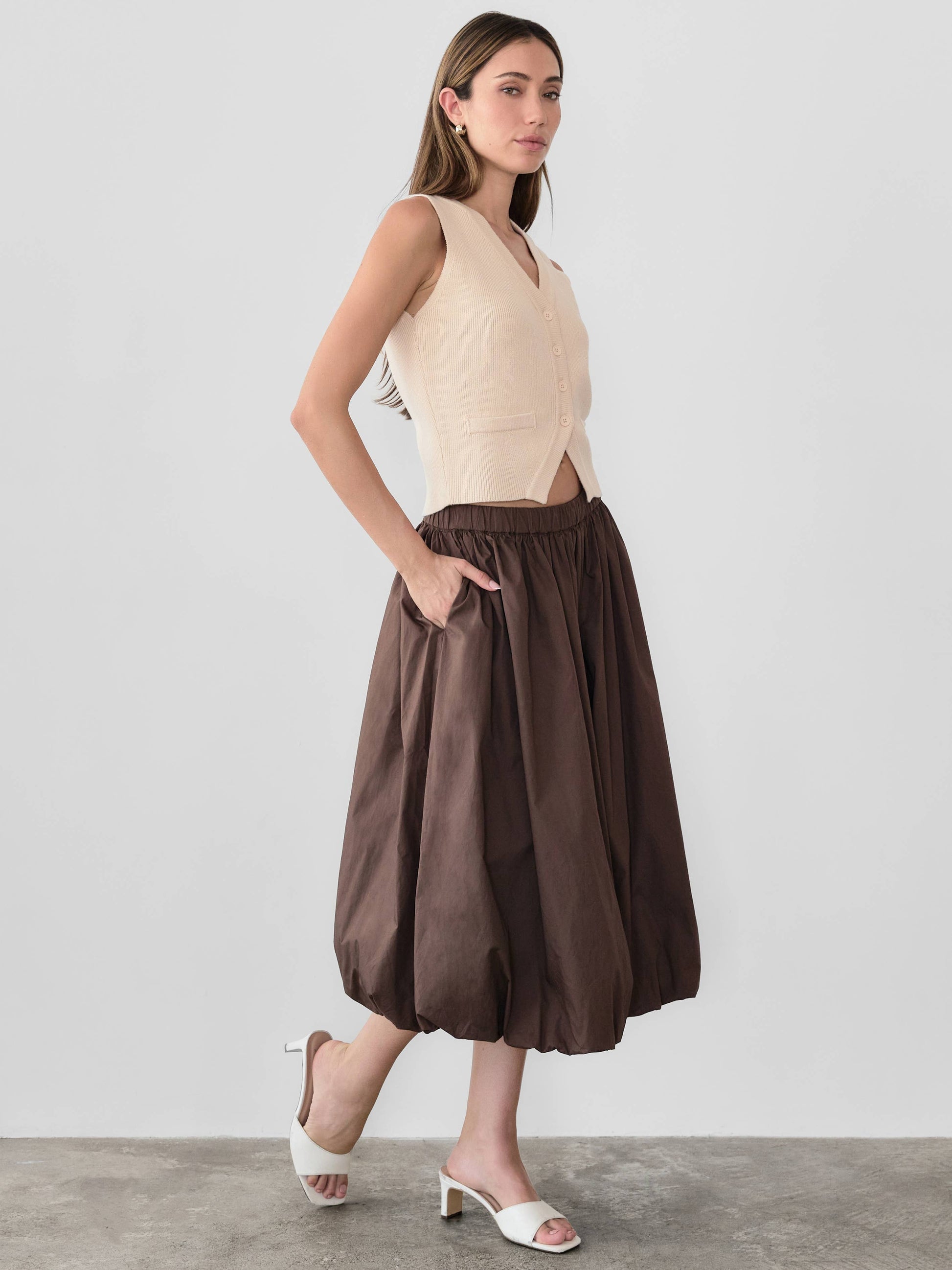 The Bella Skirt | Midi Bubble Skirt-Blue Hand Home