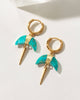 Crescent Horn Spike Huggie Hoop Earrings- Turquoise-Blue Hand Home