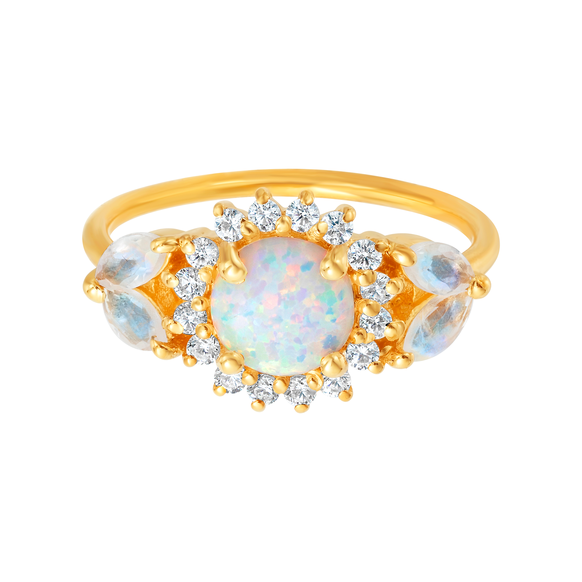 Opal & Diamond Sunflower Queen Ring-Blue Hand Home