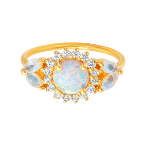 Opal & Diamond Sunflower Queen Ring-Blue Hand Home