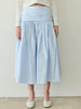 The Mariana Skirt | Full Volume Skirt with Wrap Waist Detail-Blue Hand Home