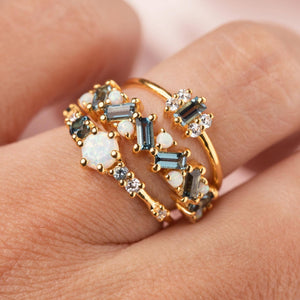 London Blue Topaz & Opal Fire on Ice Ring-Blue Hand Home