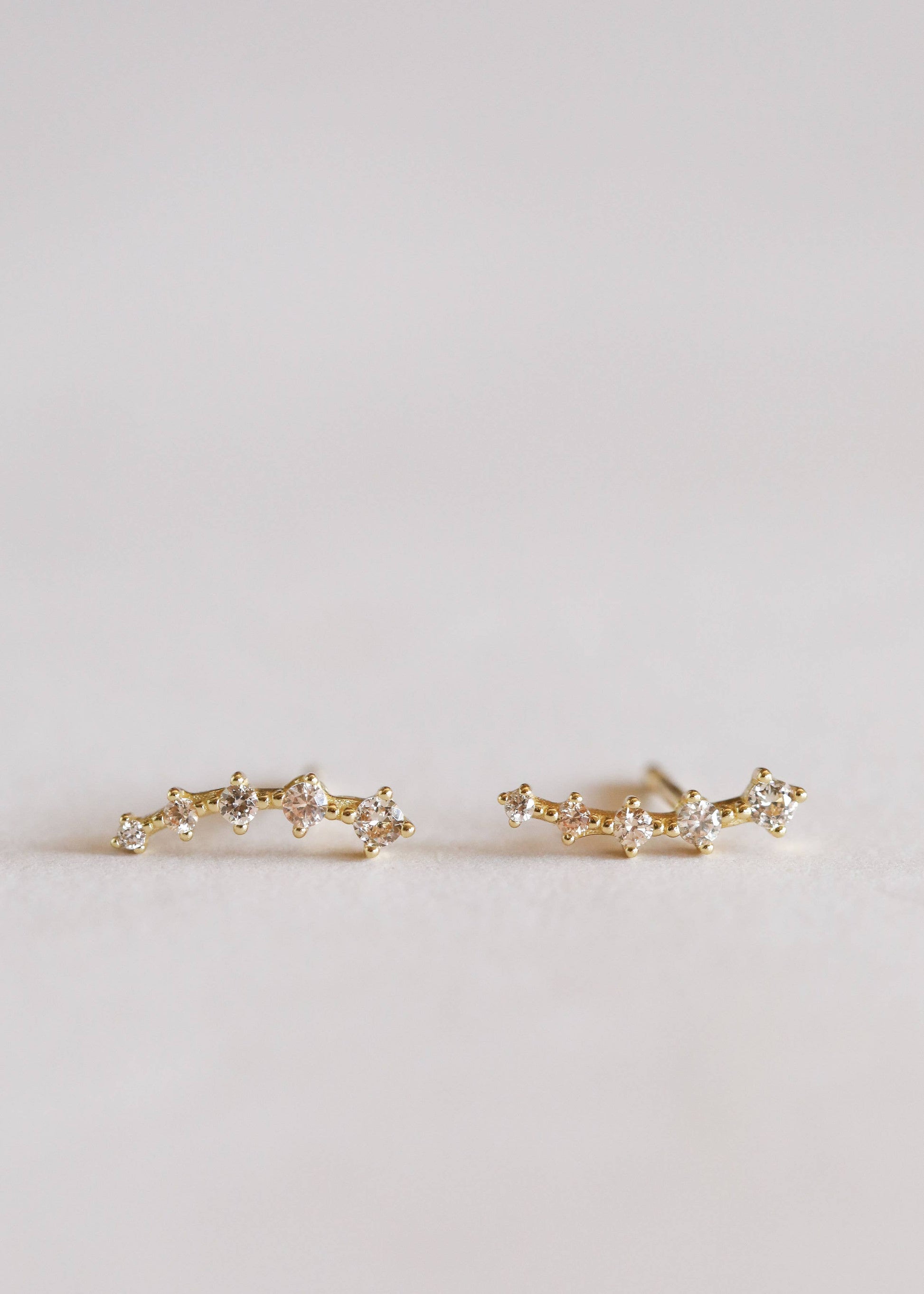 Crawler - Champagne CZ - Gold Earrings-Blue Hand Home