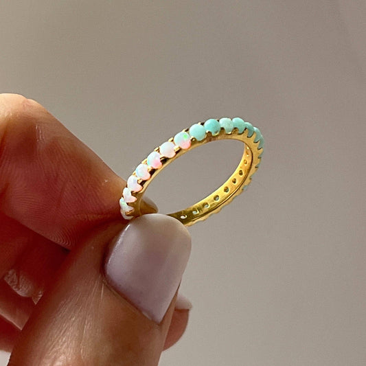 Indecisive Opal & Amazonite Eternity Band Ring-Blue Hand Home