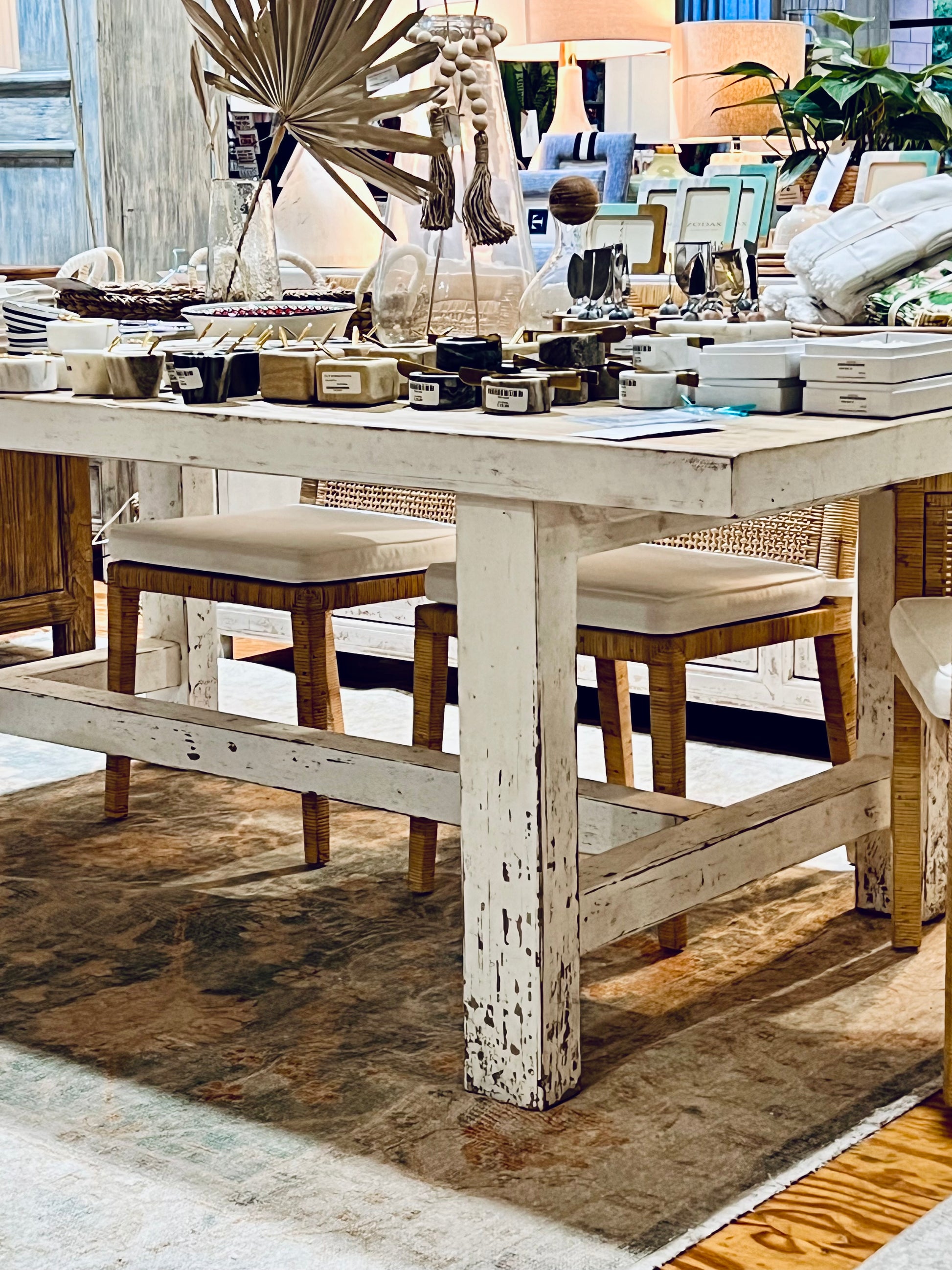 Two Tone Elm Dining Table-Blue Hand Home