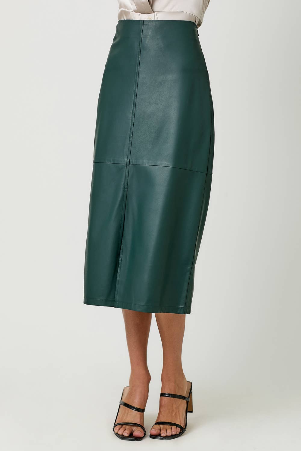 60845 Leather Midi Skirt-Blue Hand Home