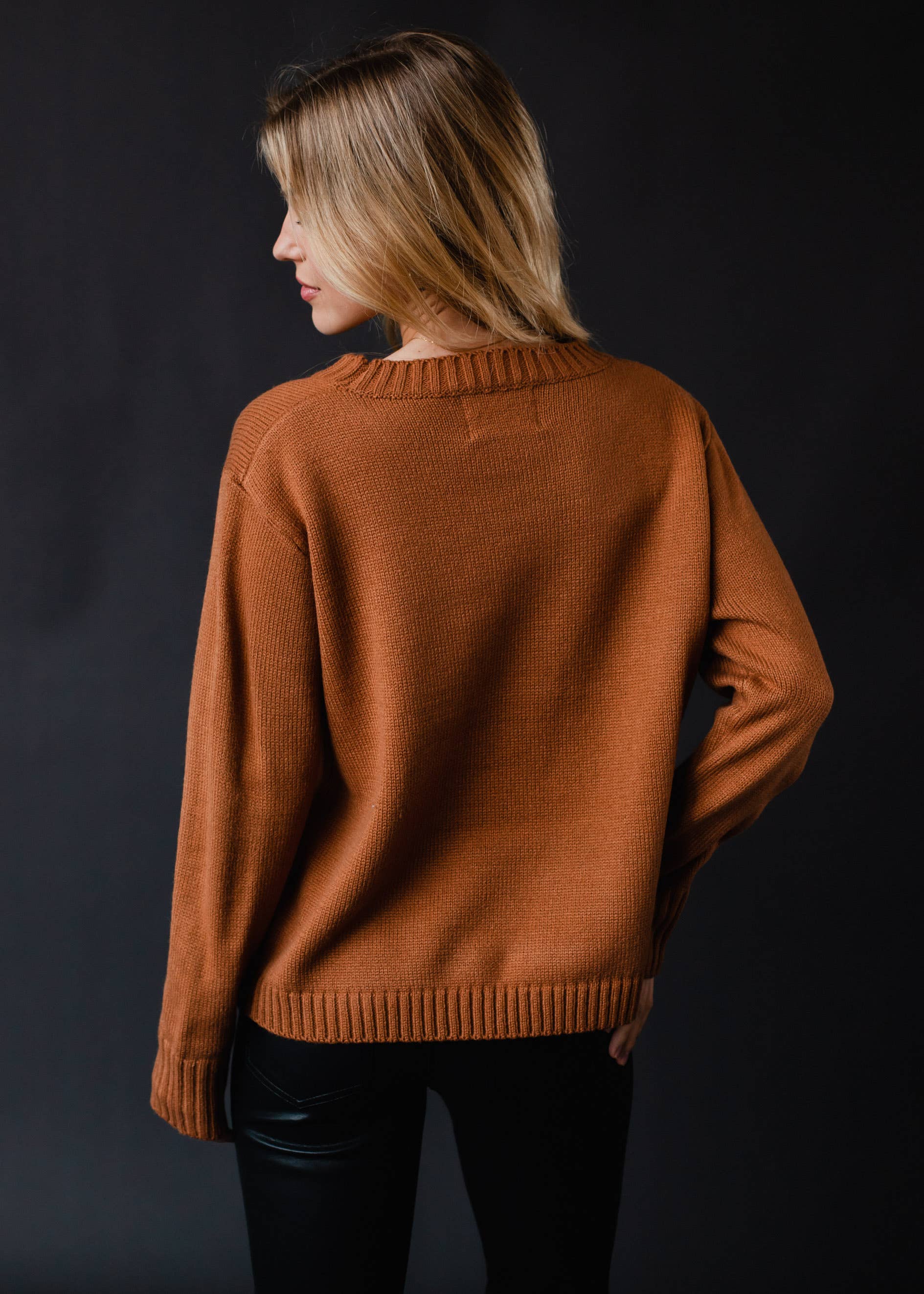 Brown Whiskey Weather Sweater-Blue Hand Home