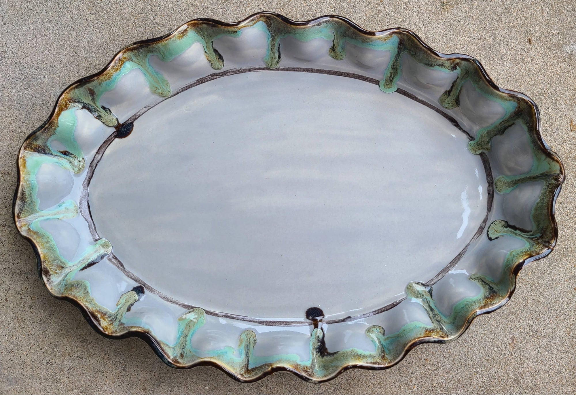 Oval Platter (Plain)-Blue Hand Home