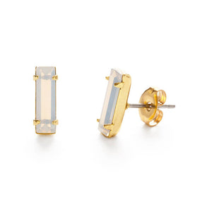 Baguette Crystal Stud Earrings-Blue Hand Home