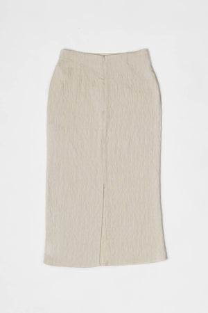 The Miranda Skirt | Textured Midi Skirt with Back Slit-Blue Hand Home