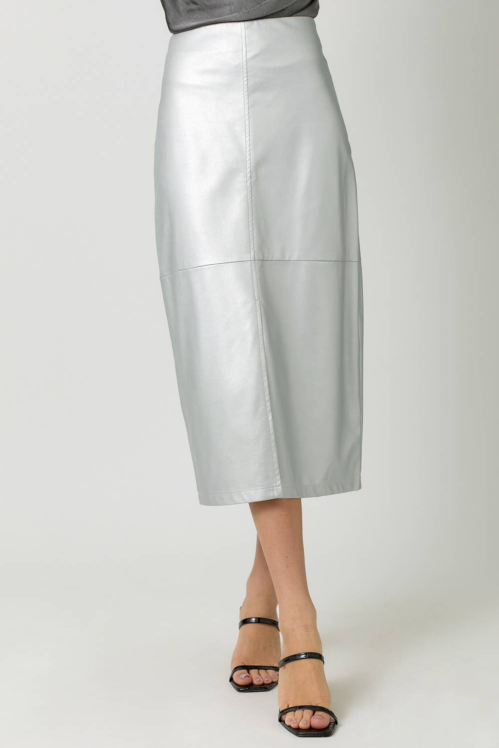 60845 Leather Midi Skirt-Blue Hand Home