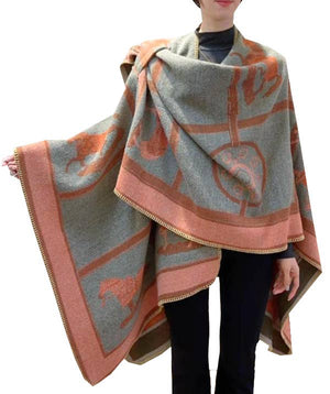 Equestrian Orange Reversible Hands Free Blanket Loop Wrap-Blue Hand Home