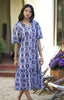 Amada Puff Sleeve Dress Navy White-Blue Hand Home