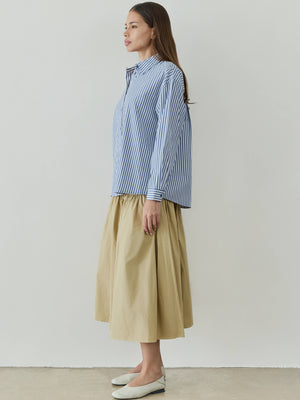 The Mariana Skirt | Full Volume Skirt with Wrap Waist Detail-Blue Hand Home