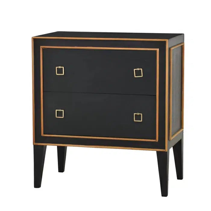 Rutland Bedside in Batavia Black w/ Antique French Oak Trim-Blue Hand Home