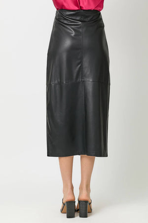 60845 Leather Midi Skirt-Blue Hand Home