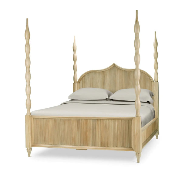 Brighton Wooden Back Bed Queen In Fruitwood-Blue Hand Home