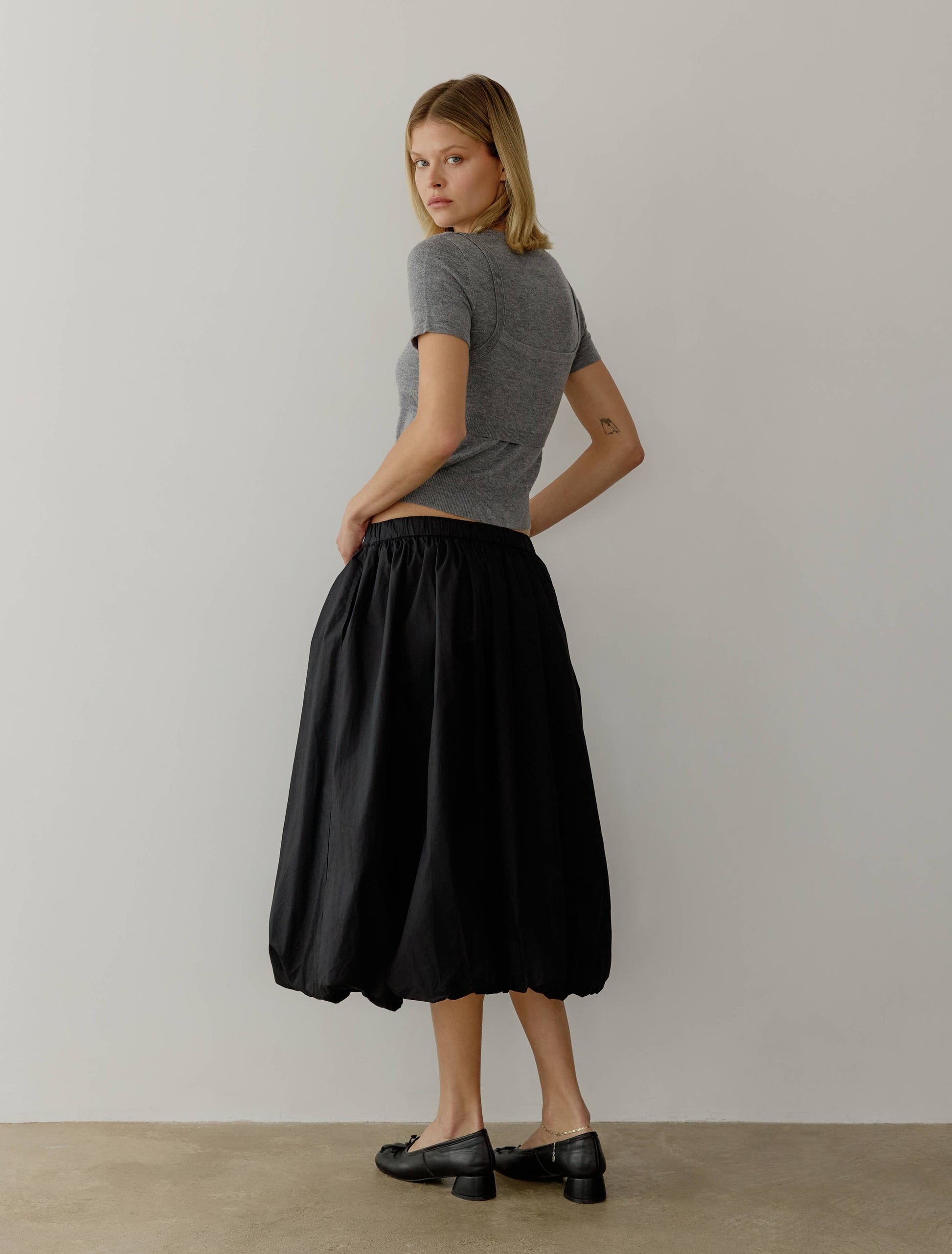 The Bella Skirt | Midi Bubble Skirt-Blue Hand Home