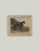 Saddled Horse Framed Antique Art-Blue Hand Home