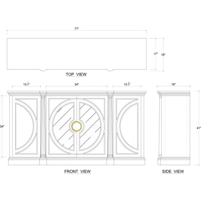 Pimlico Credenza w/ Glass Door in Batavia Black & Sandbar Interior-Blue Hand Home