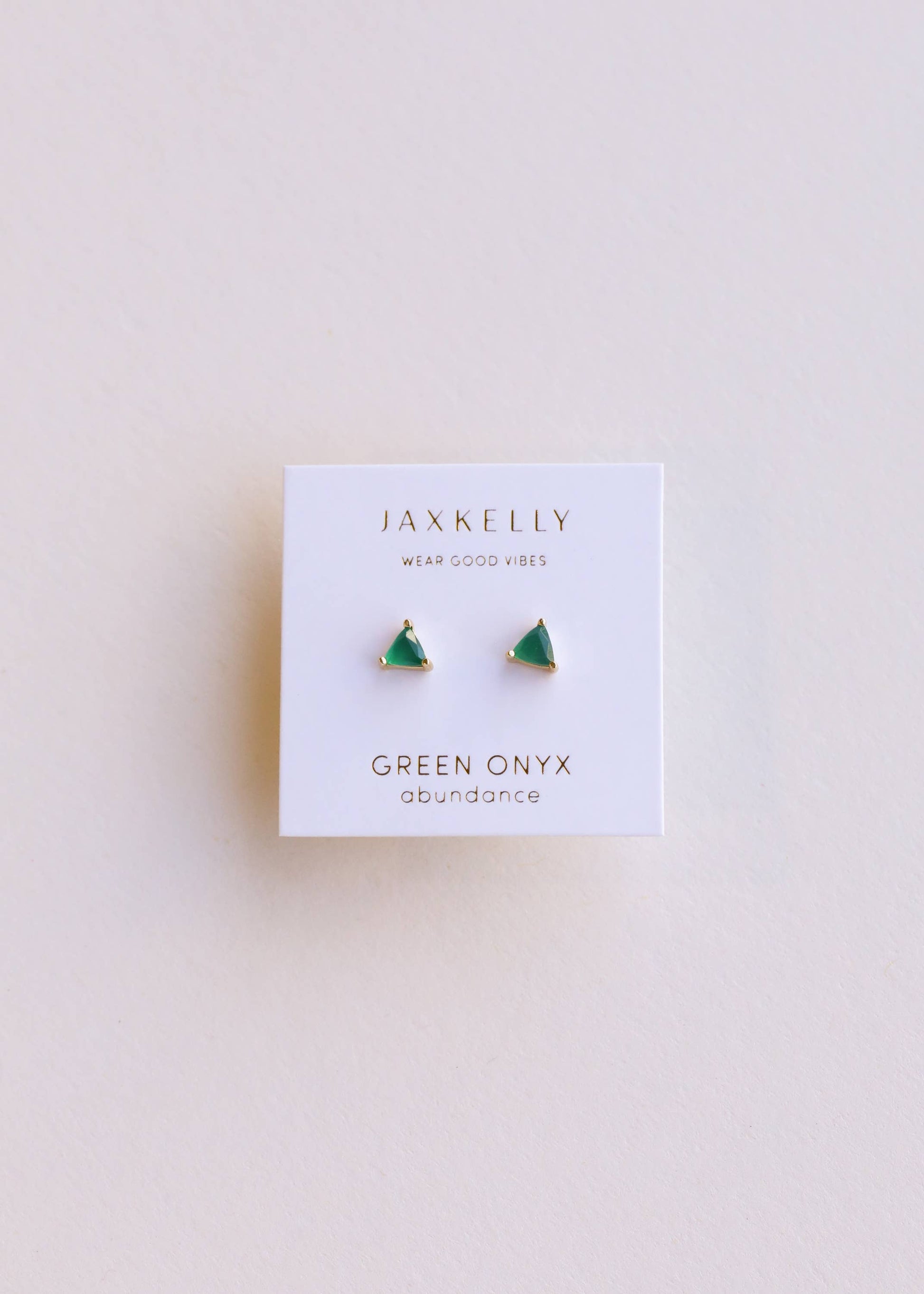 Mini Energy Gem - Green Onyx - Gold Earrings-Blue Hand Home