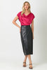 60845 Leather Midi Skirt-Blue Hand Home