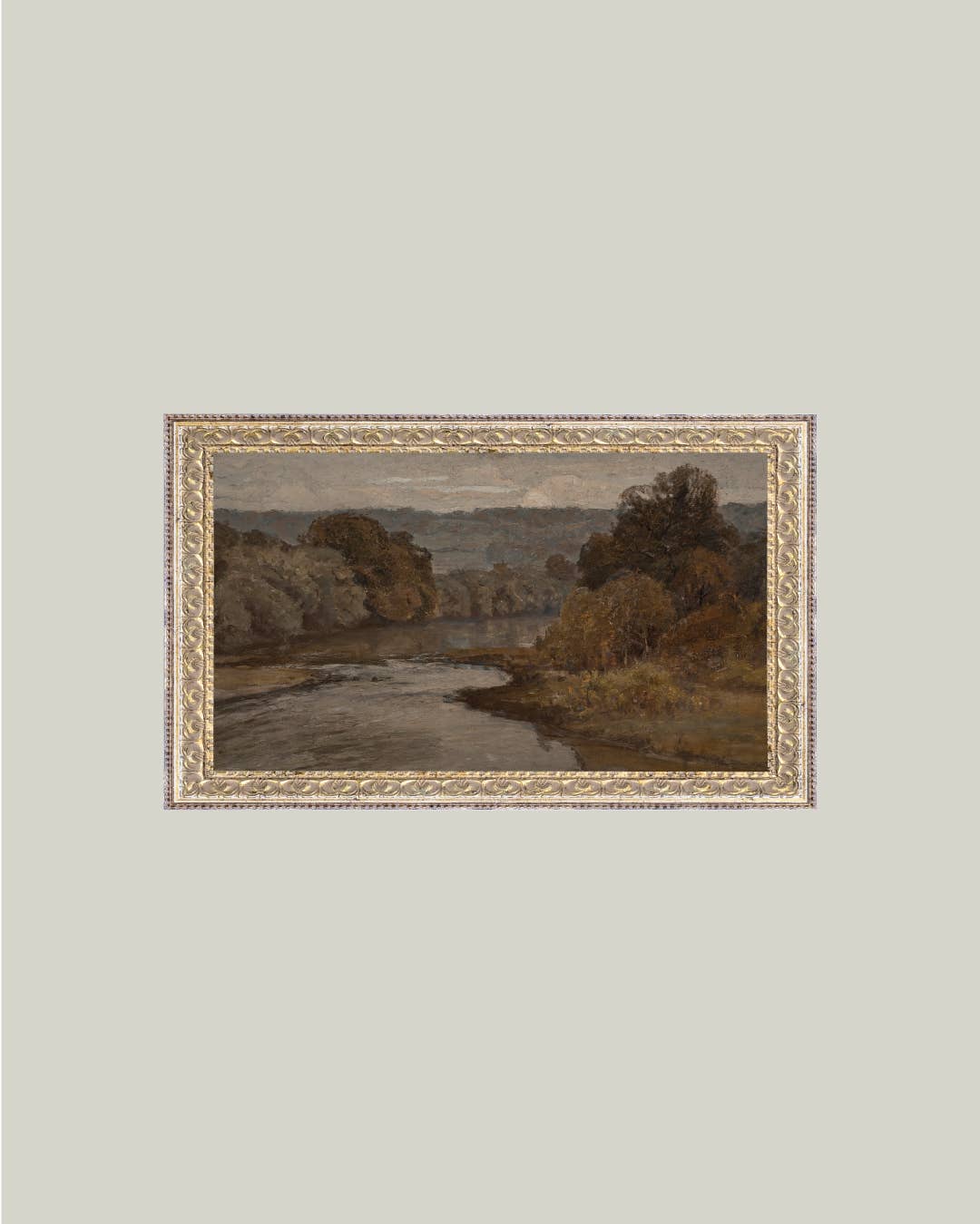 Autumn River Framed Antique Art-Blue Hand Home