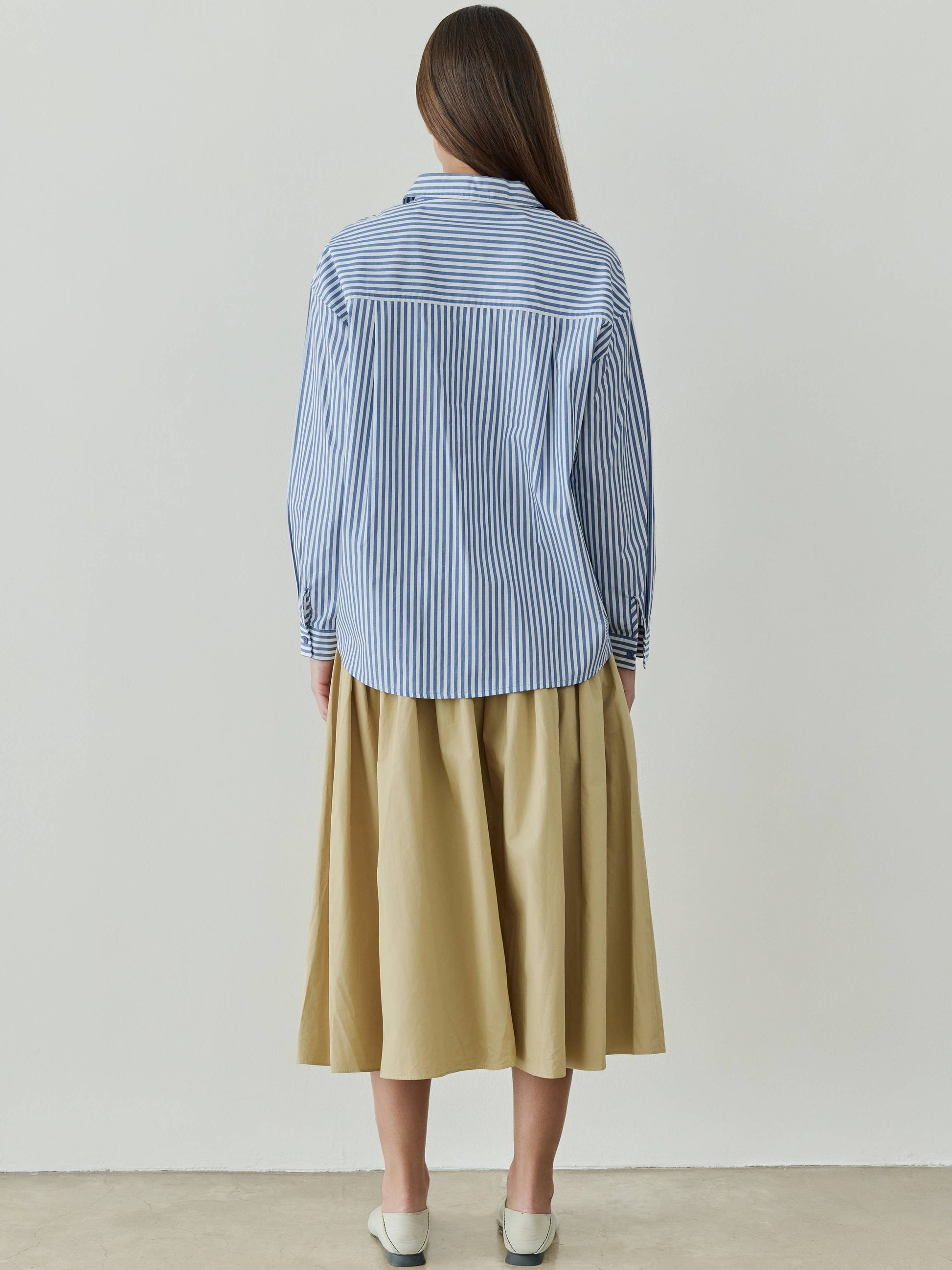 The Mariana Skirt | Full Volume Skirt with Wrap Waist Detail-Blue Hand Home