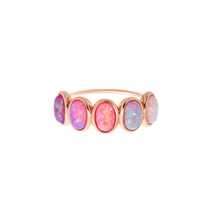 Rose Gold Opal Ombre Candy Band Ring-Blue Hand Home