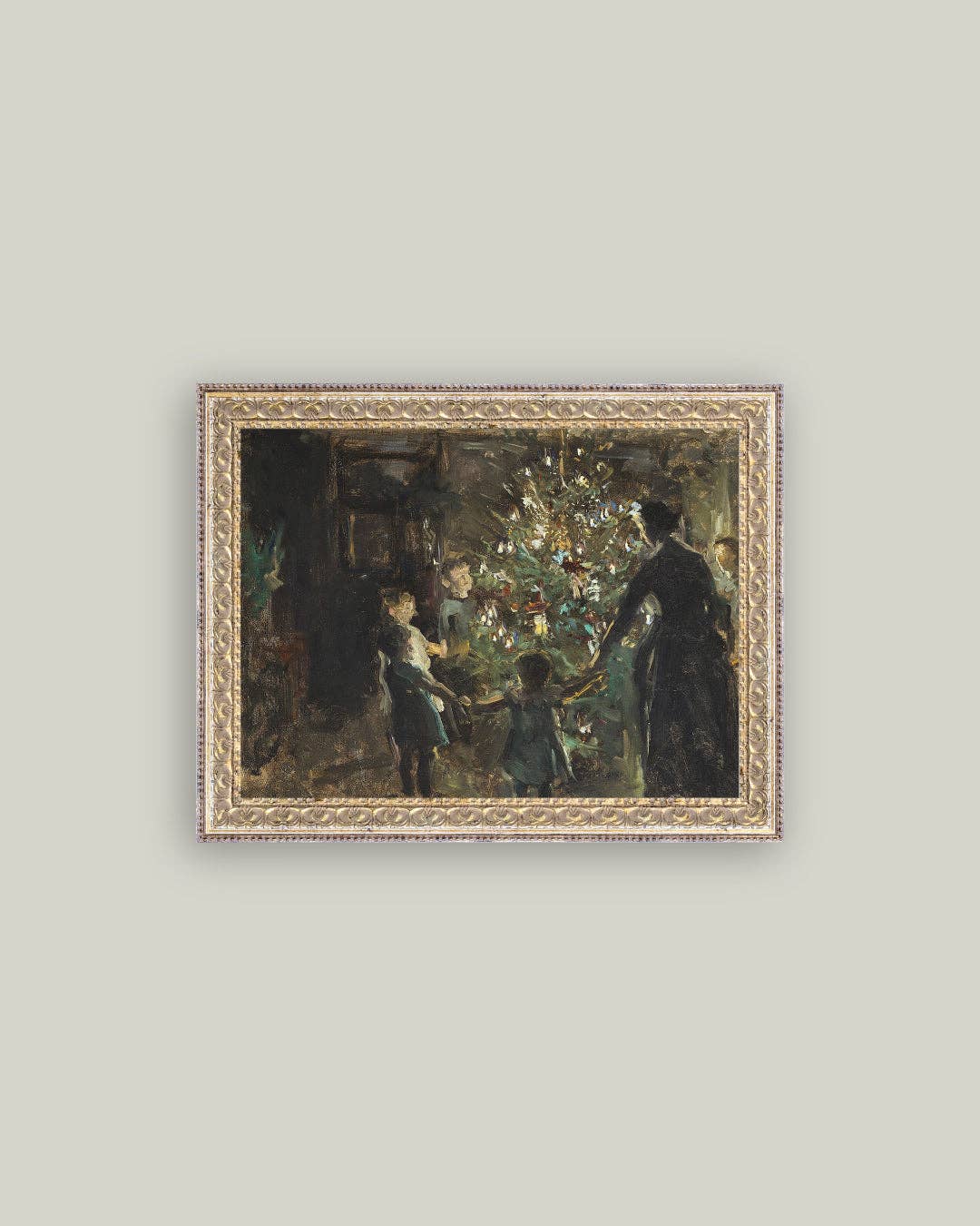 Gather Around the Tree Framed Antique Art-Blue Hand Home