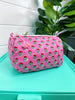 Quilted Makeup Bags | Cosmetics Toiletry Bag | Pink Floral-Blue Hand Home