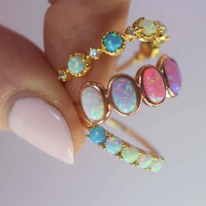 Rose Gold Opal Ombre Candy Band Ring-Blue Hand Home