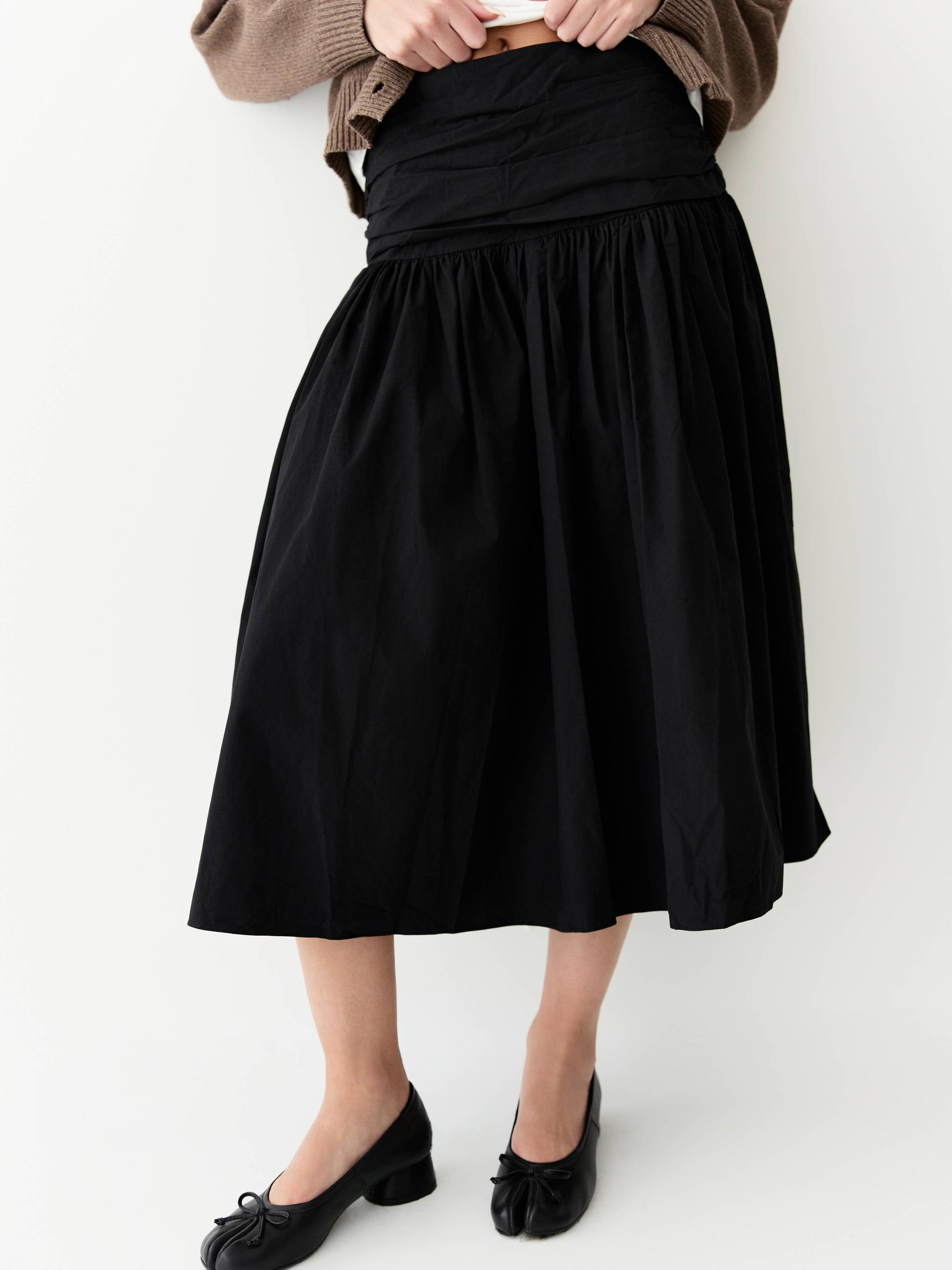 The Mariana Skirt | Full Volume Skirt with Wrap Waist Detail-Blue Hand Home