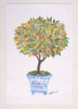 Limited Edition Orange Topiary White Flour Sack Towel-Blue Hand Home