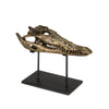 Brass Alligator On Stand, Medium-Noir Furniture-Blue Hand Home