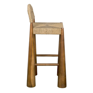 Laredo Bar Stool, Teak with Synthetic Woven by Noir-Blue Hand Home