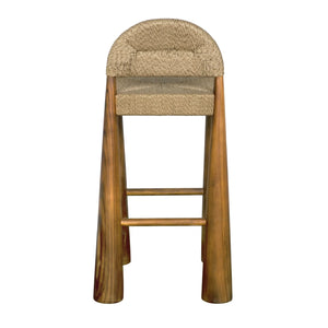 Laredo Bar Stool, Teak with Synthetic Woven by Noir-Blue Hand Home