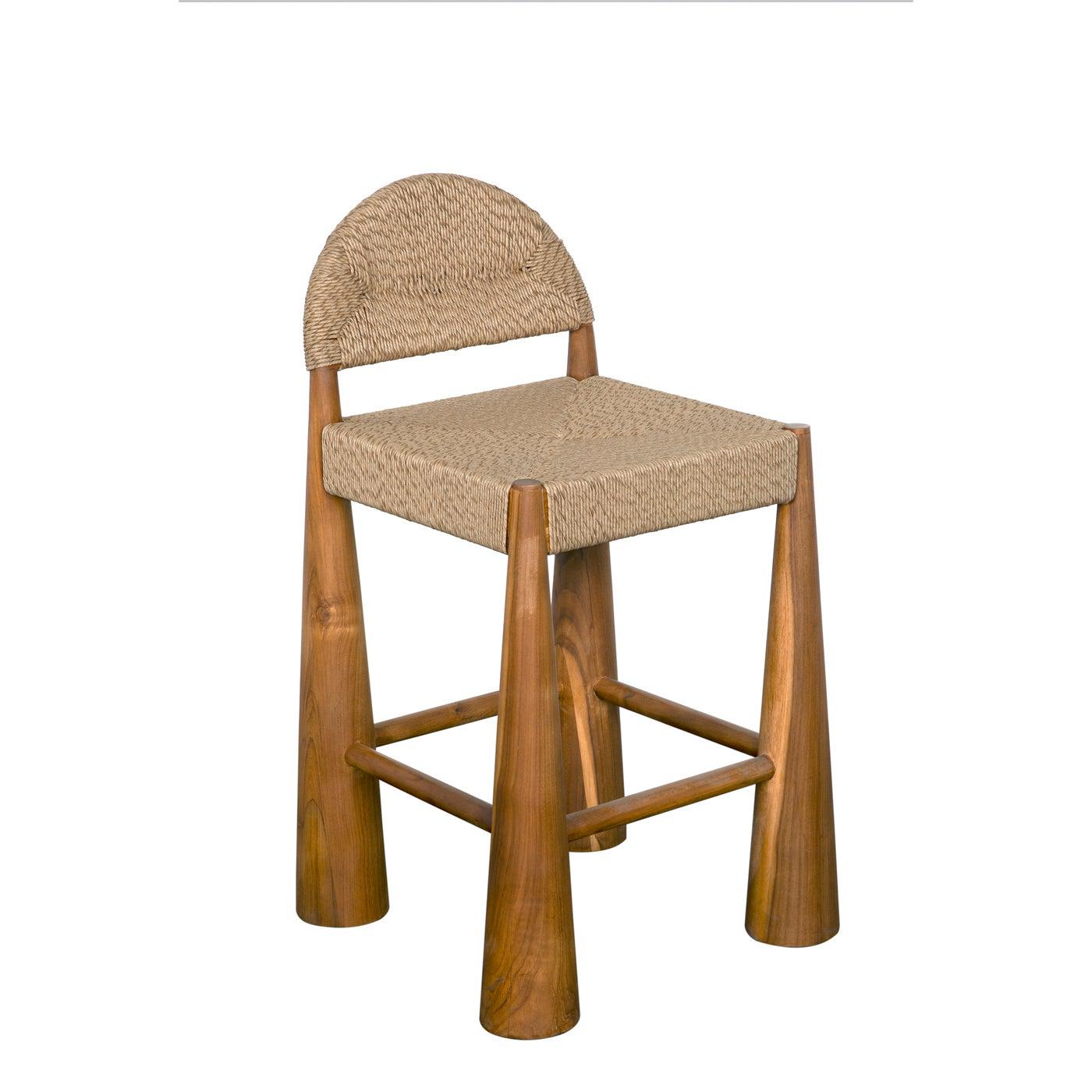 Laredo Counter Stool, Teak with Synthetic Woven-Noir Furniture-Blue Hand Home