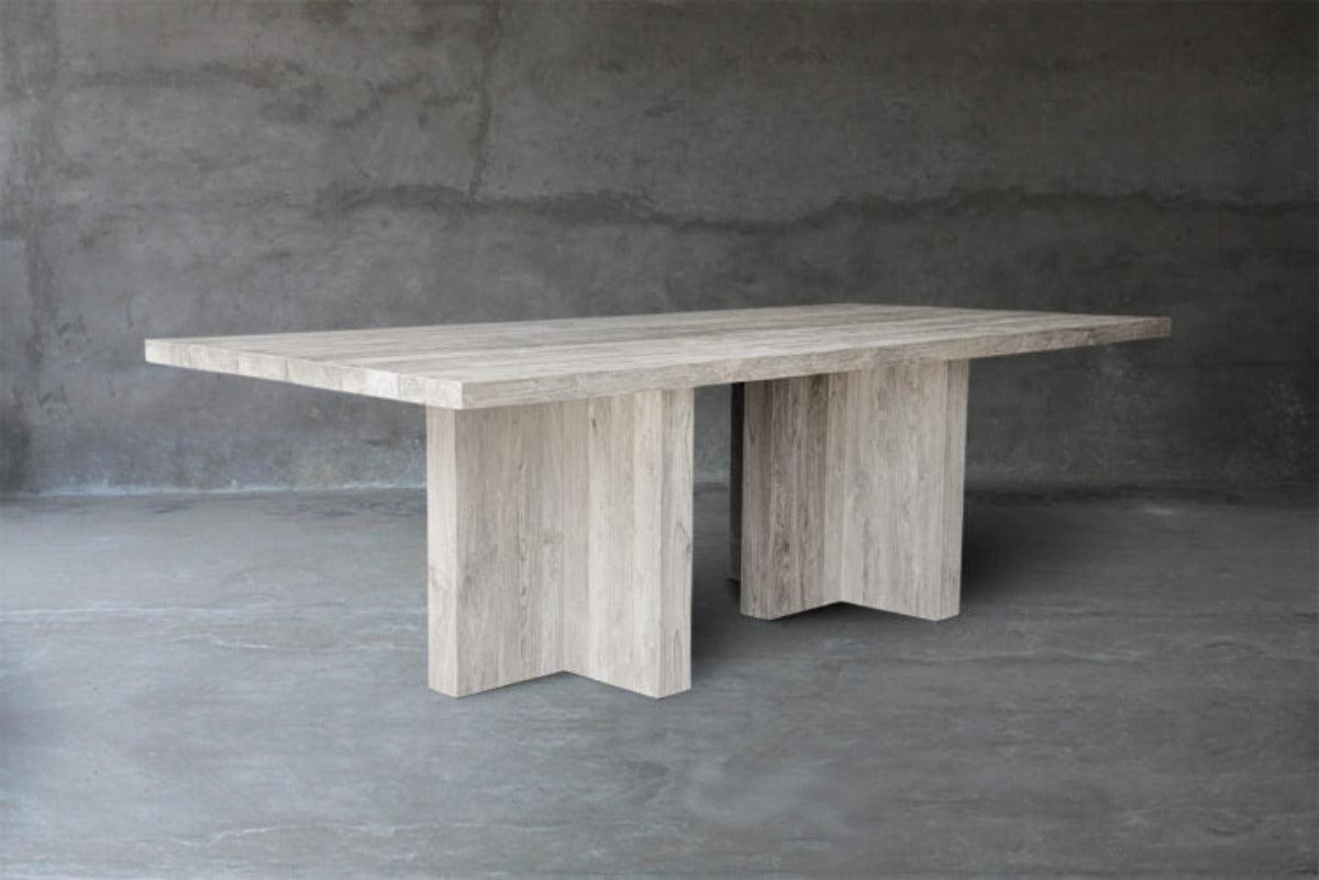 Reclaimed Teak Table with 2 T-Bases-Blue Hand Home