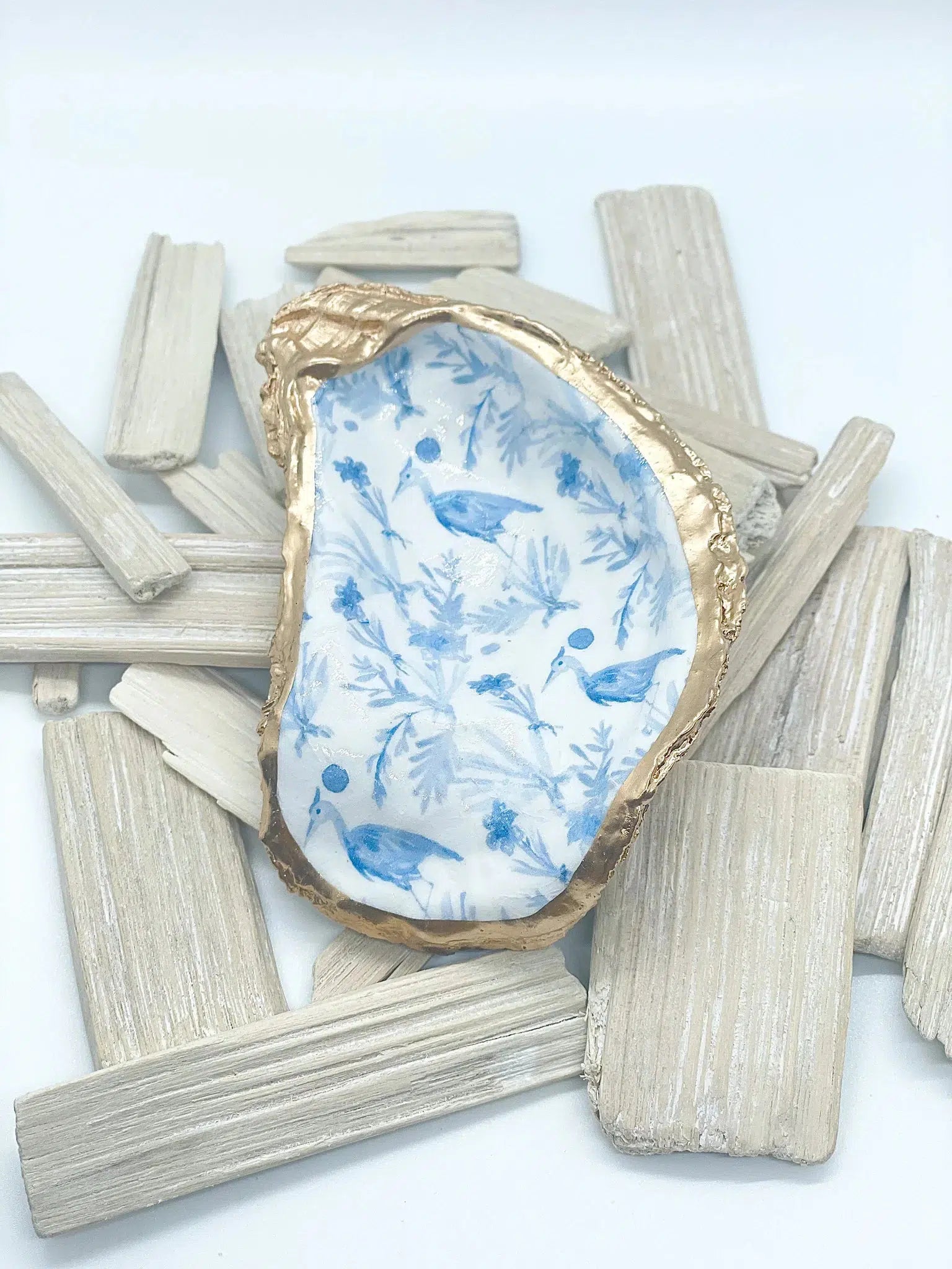 Oyster Trinket Dish-Blue Hand Home